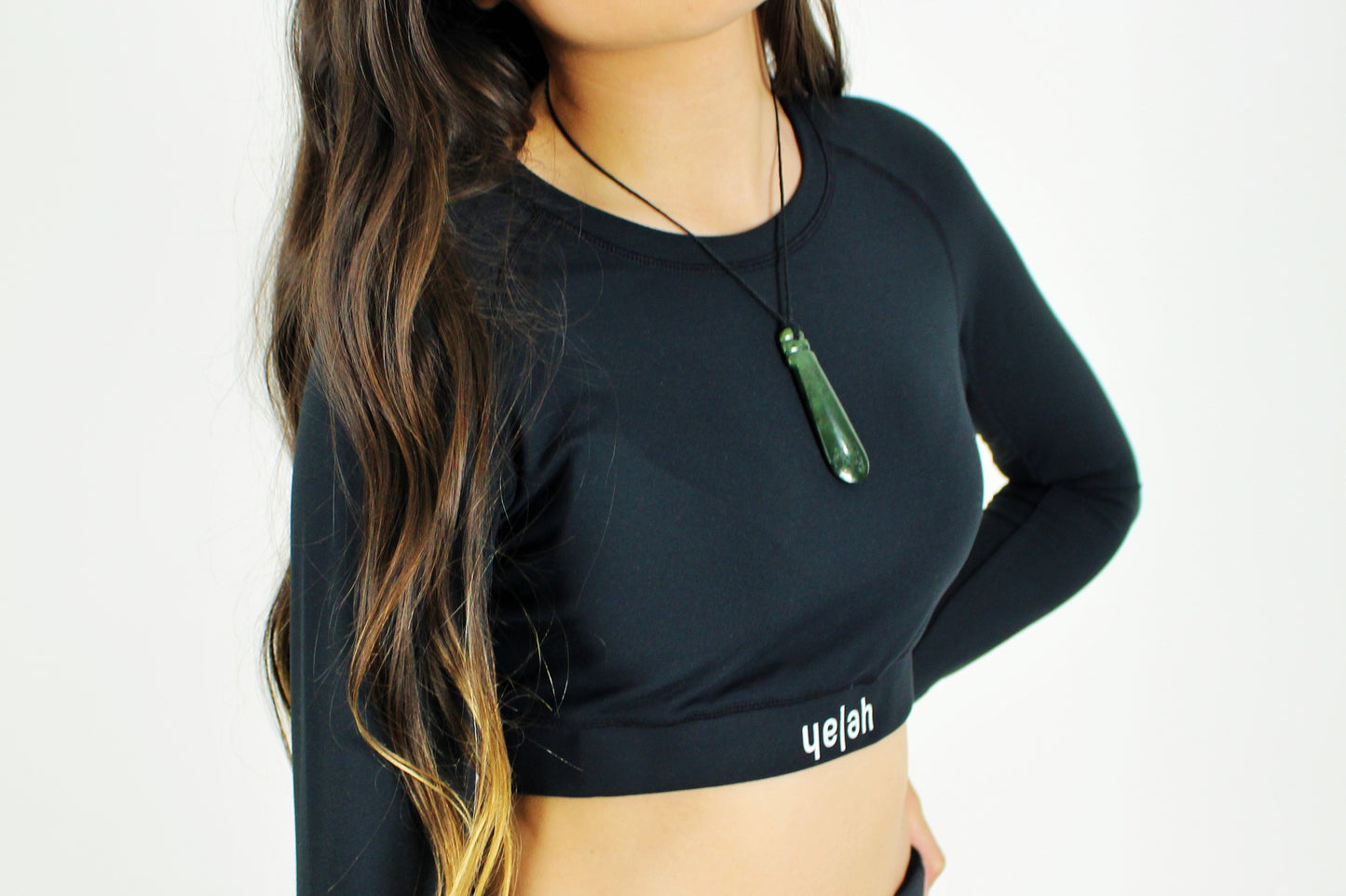 B&W Long Sleeve Crop Black