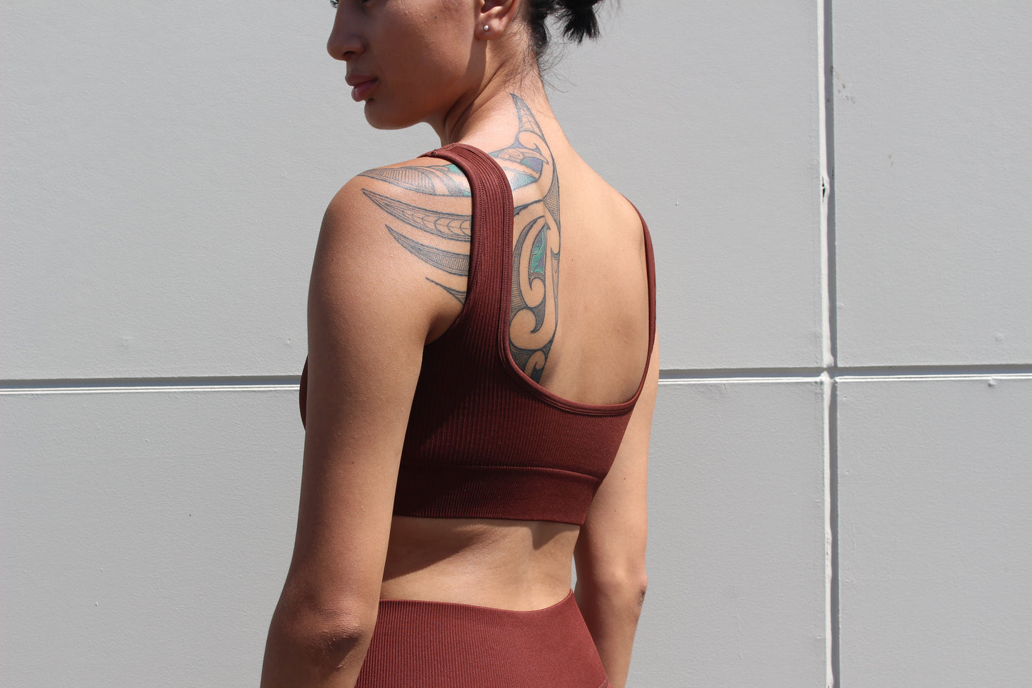 Seamless Ribbed Bra - Chocolate