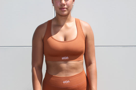 Seamless Ribbed Bra - Caramel