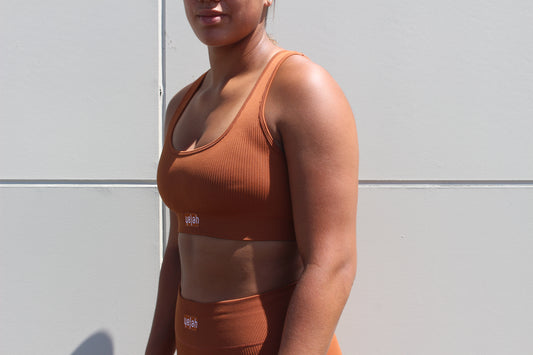 Seamless Ribbed Bra - Caramel