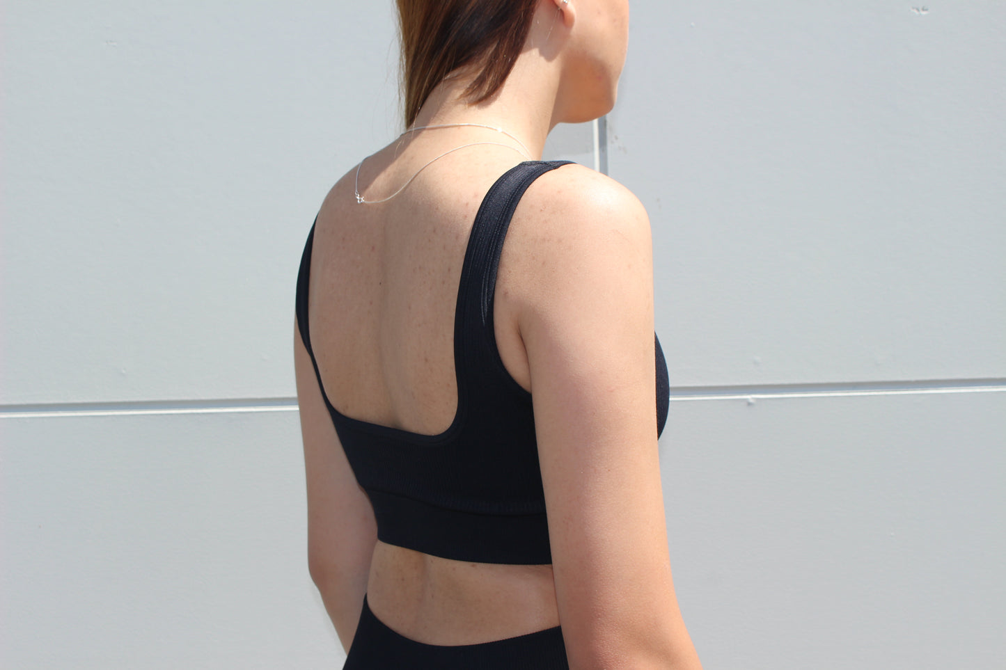 Seamless Ribbed Bra - Black