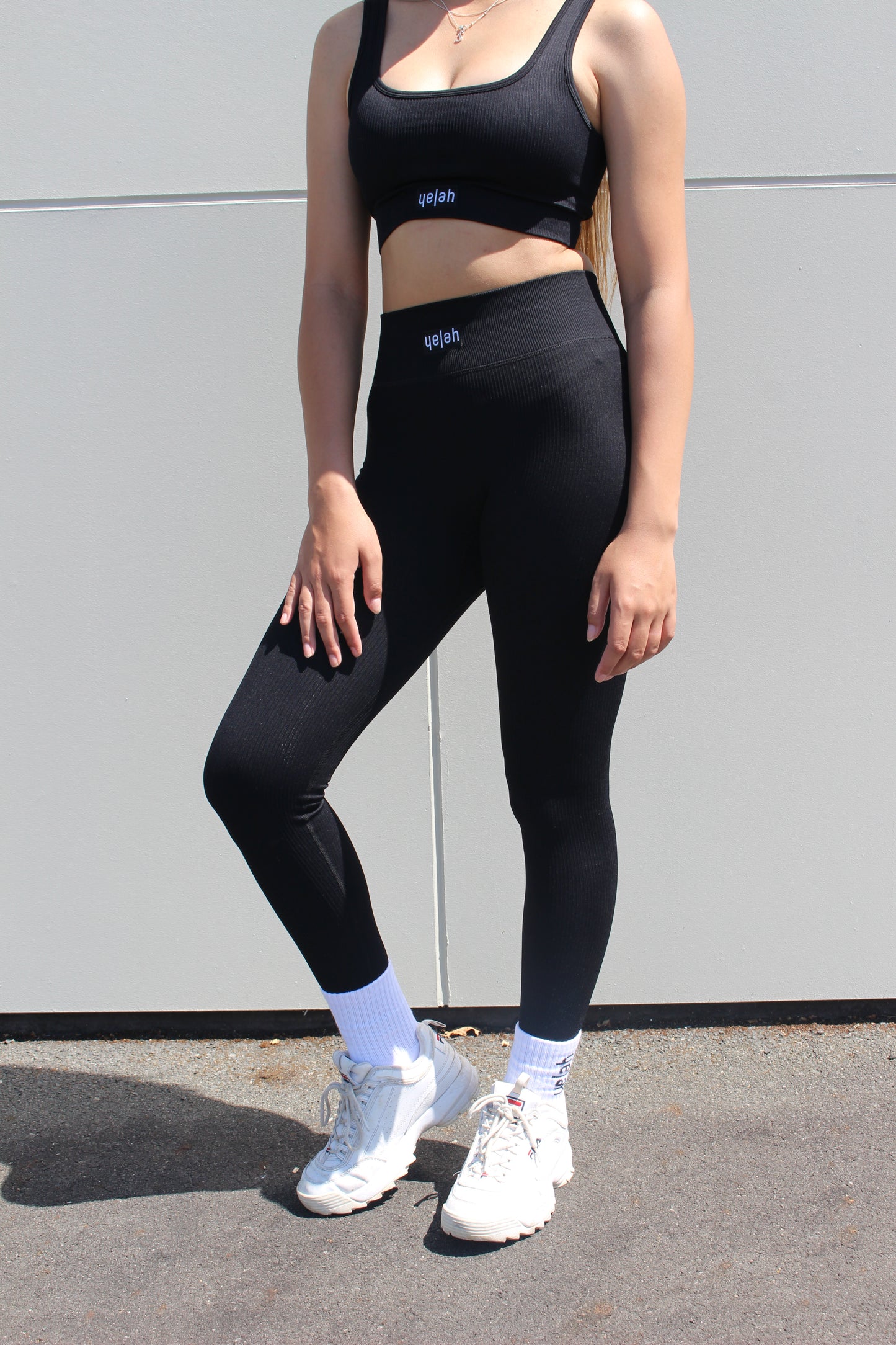 Seamless Ribbed Leggings - Black