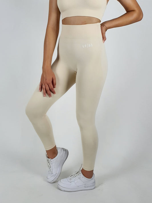 High Waisted Seamless Leggings - Beige