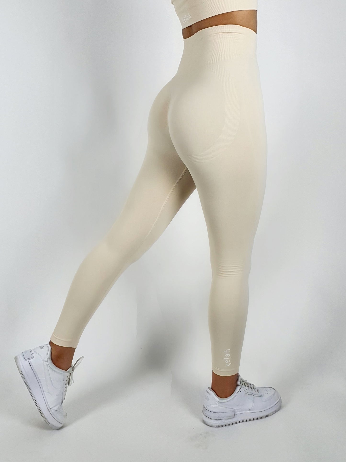 High Waisted Seamless Leggings - Beige