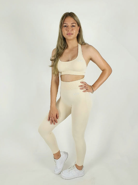 High Waisted Seamless Leggings - Beige