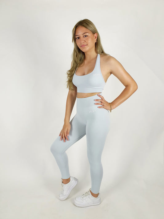 High Waisted Seamless Leggings - Blue Grey