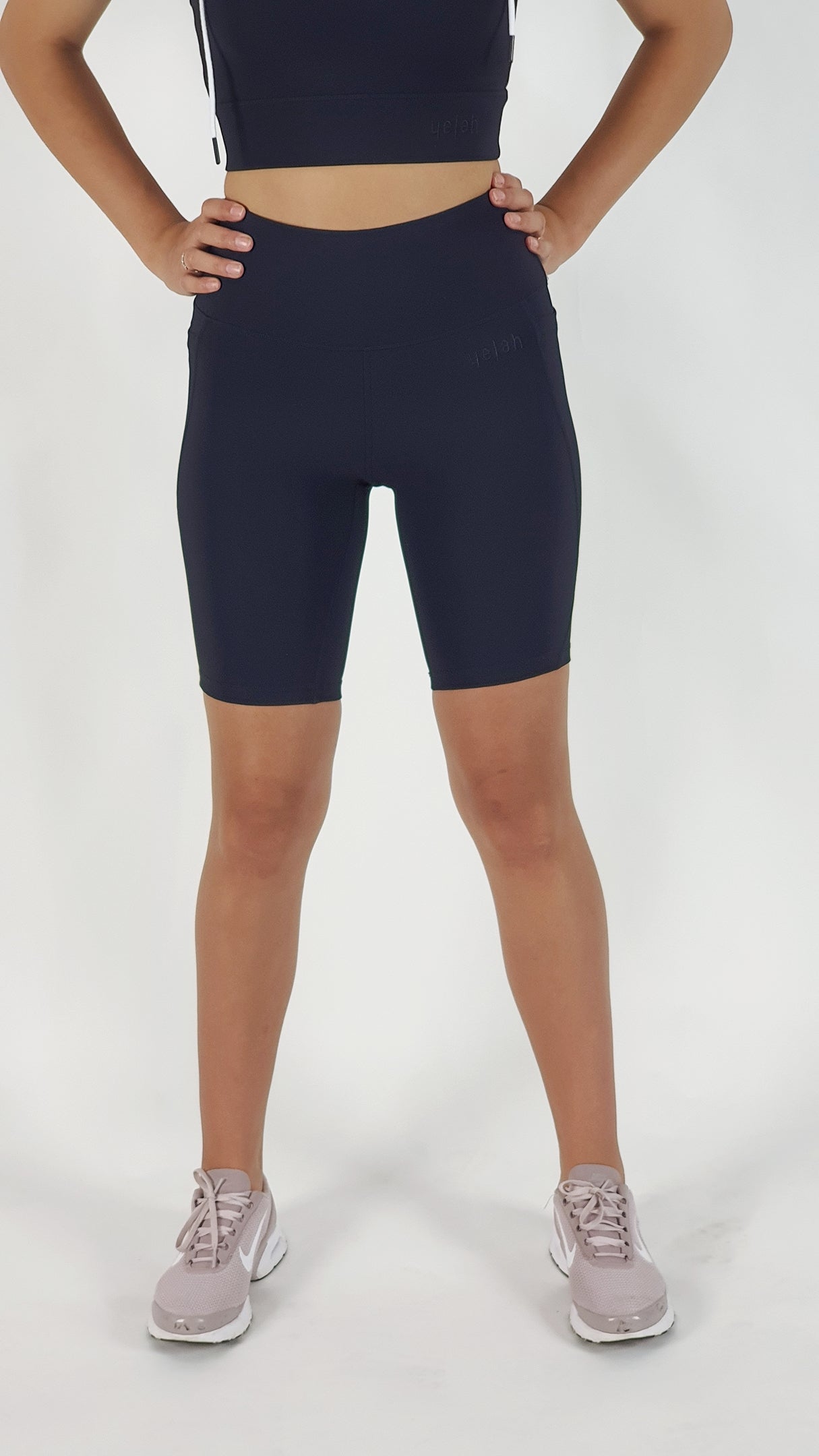 Black on Black Ribbed Bike Shorts