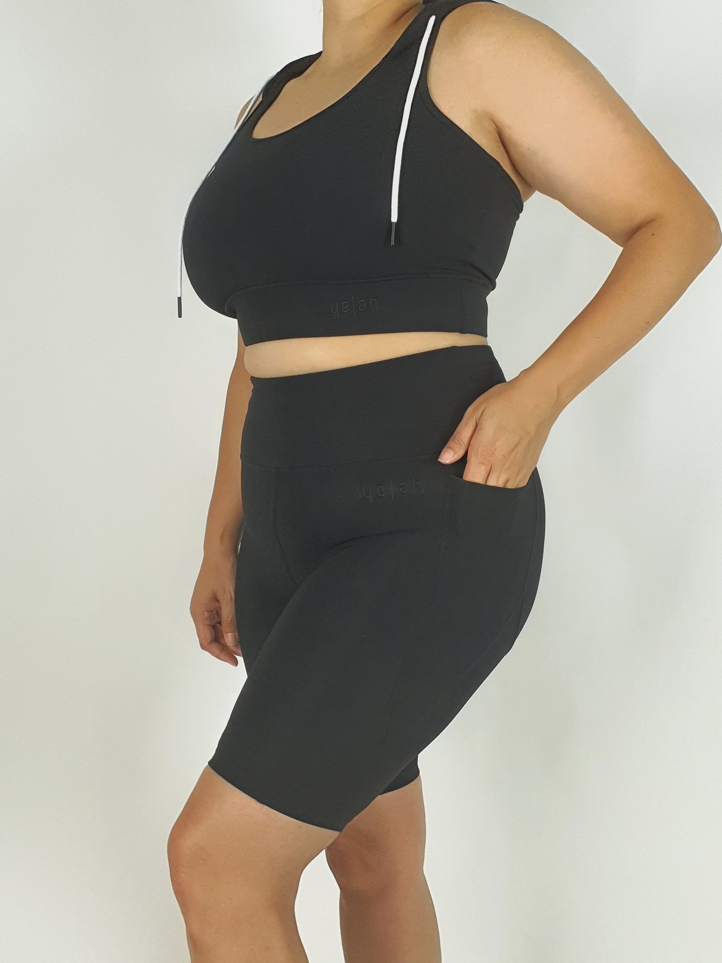 Black on Black Ribbed Bike Shorts