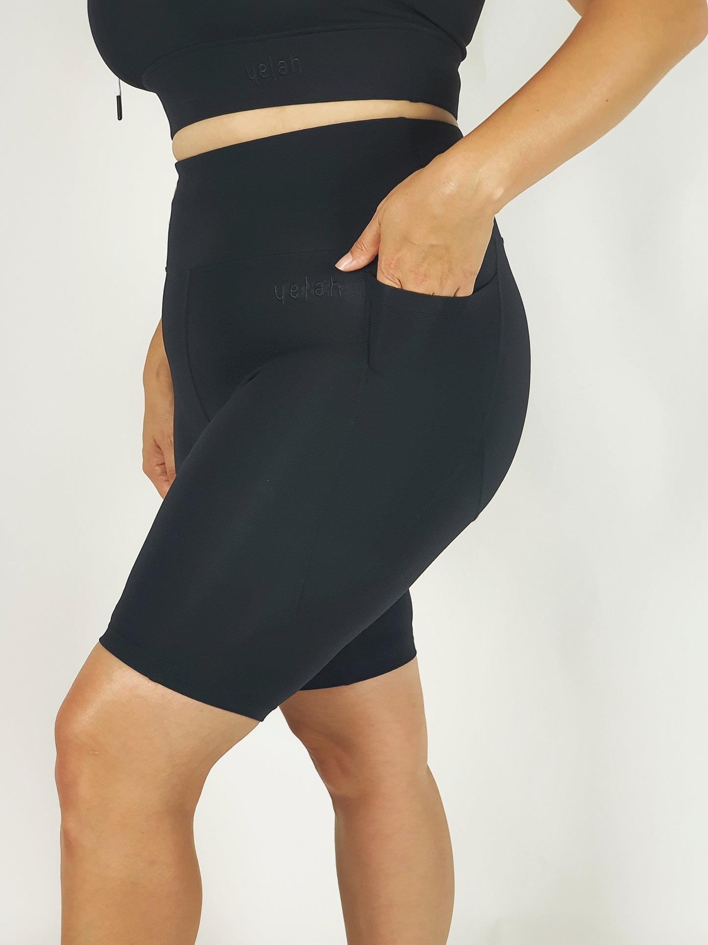 Black on Black Ribbed Bike Shorts