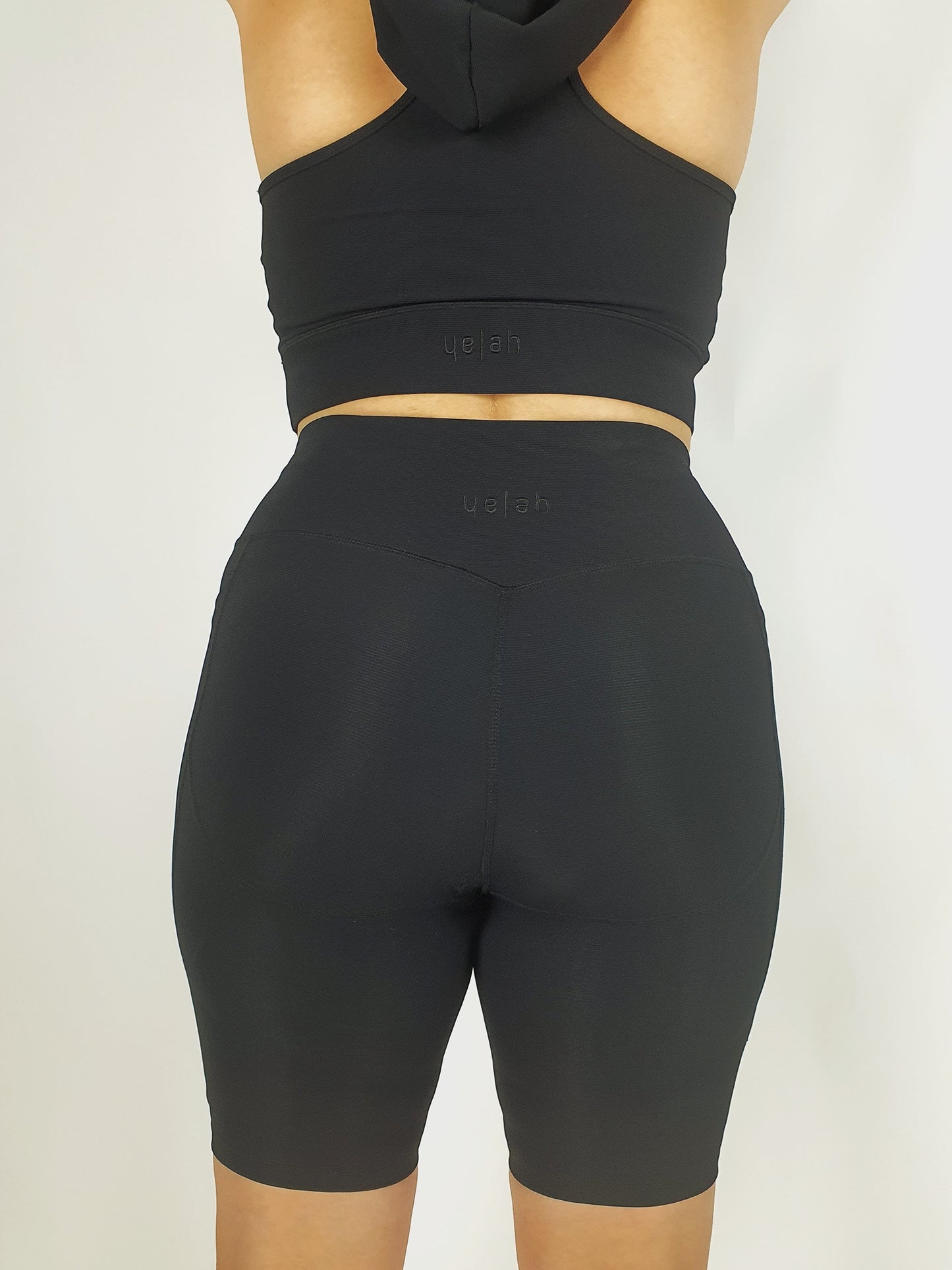Black on Black Ribbed Bike Shorts